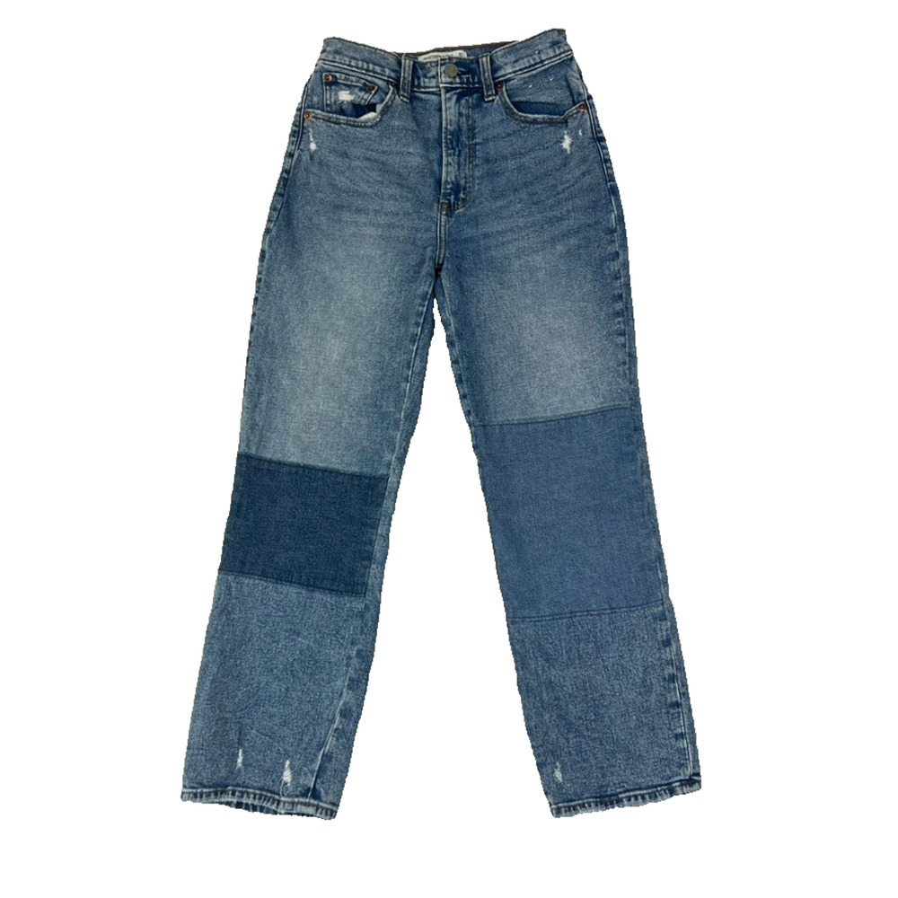 Abercrombie & Fitch Jeans Size 27 4 R Ankle Straight Ultra High Rise Patchwork